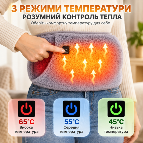 Пояс-грілка для живота та спини / Зігріваючий пояс з кишенями / Електрична грілка для рук / Електрогрілка від USB — 3