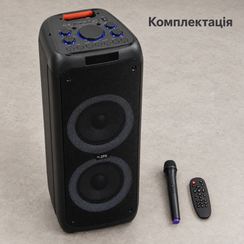 Портативная аккумуляторная колонка с беспроводным микрофоном ZPX ZX-7786 LED подсветка — 5