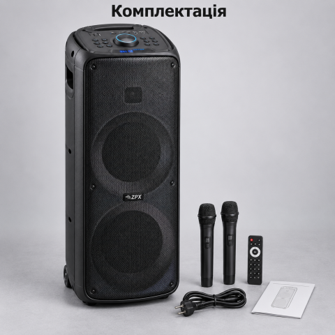 Акумуляторна колонка з LED-підсвічуванням ZPX ZX-7784 + 2 бездротових мікрофони — 3