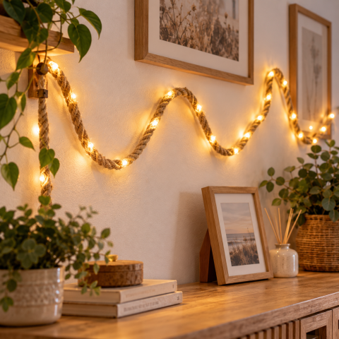 Декоративна LED-гірлянда Лаліброх 2 м, 40 LED / Канат-гірлянда, тепле біле світло, на батарейках, IP20 / Декор LED — 2