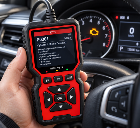 Диагностический сканер V519 OBD2 / Диагностический автосканер неисправностей автомобиля / Диагностический адаптер с цветным дисплеем — 3
