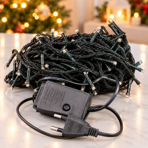 Гірлянда-нитка 50 м, 500 LED, чорний ПВХ-провід Мульті / Гирлянда мерехтливе світло, різнокольорова, 220 В / LED-декор — 3