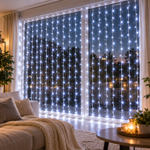Гірлянда Водоспад вуличний Білий 480 LED діодів / Гірлянда прозорий провід, 3*2м 20 ниток / LED-декор — 2