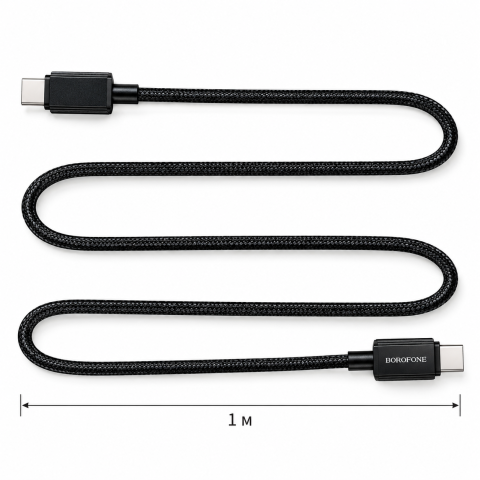 Кабель Borofone BX120 Type-C/Type-C 60W / Шнур 1м для швидкого заряджання та передачі даних / Кабель нейлонове оплетення — 6