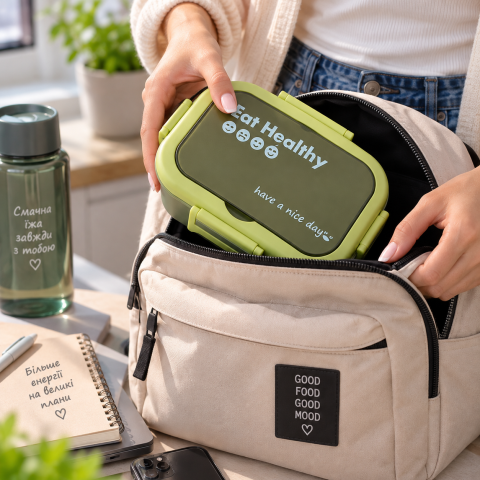 Ланч-бокс BN-814 20×13×7 см із металевою вставкою та столовим прибором — 4