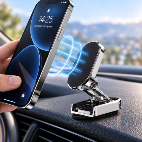 Магнітний тримач для телефону SlideHolder 360° / Тримач автомобільний під телефон / Компактний складний тримач — 2