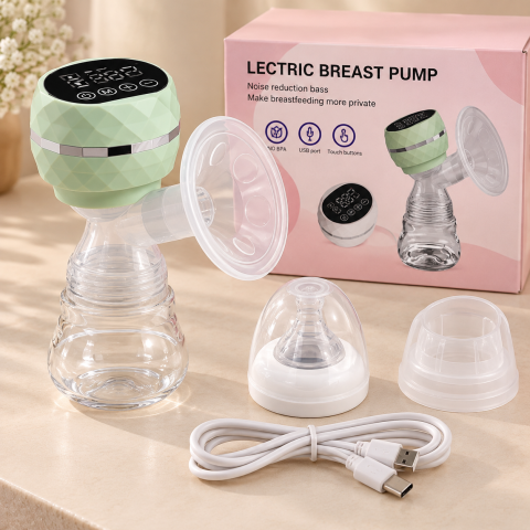 Молокоотсос с бутылкой для мам / Electric Breast Pump / Сцеживатель грудного молока двухфазный — 4