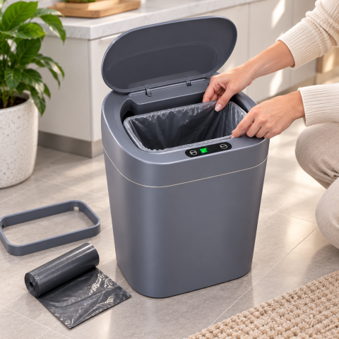 Мусорное ведро со смарт-датчиком 16 л / Smart trash can / Мусорное ведро со съемным держателем пакета для мусора — 3