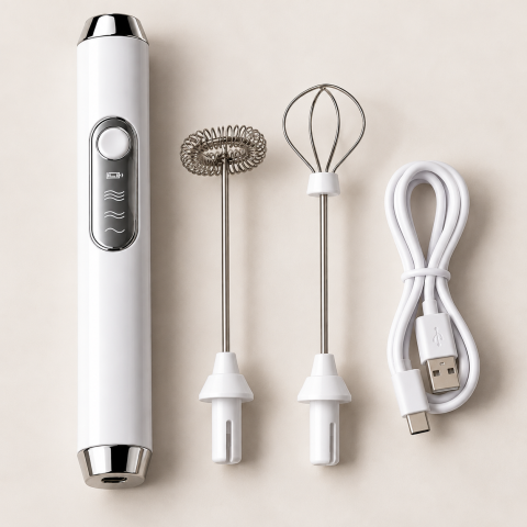 Міксер капучинатор електричний / EGG BEATER портативний, бездротовий міксер / Міксер дві насадки — 4