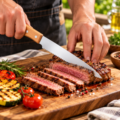 Набор для BBQ BN-760 / Кухонные принадлежности из нержавеющей стали, деревянные ручки — 3