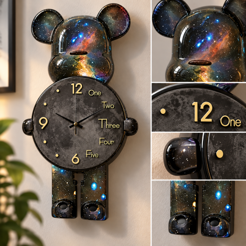 Настільний Годинник Фігурка Ведмідь Bearbrick Космічні 65 см — 2