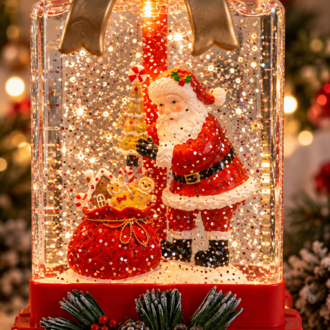 Ночник XMAS WDL-25010A «Подарунок» / Новорічний ліхтар 17,9 см з LED-підсвічуванням та ефектом снігу — 3