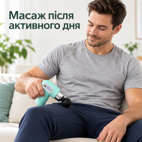 Перкуссионный аккумуляторный массажер 5 скоростей Massager CY-009 + 4 насадки — 2