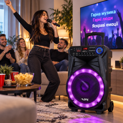 Портативна акустична система ZPX ZX-7771 300 Вт 12" / Акумуляторна колонка із Bluetooth, TWS + мікрофон — 2