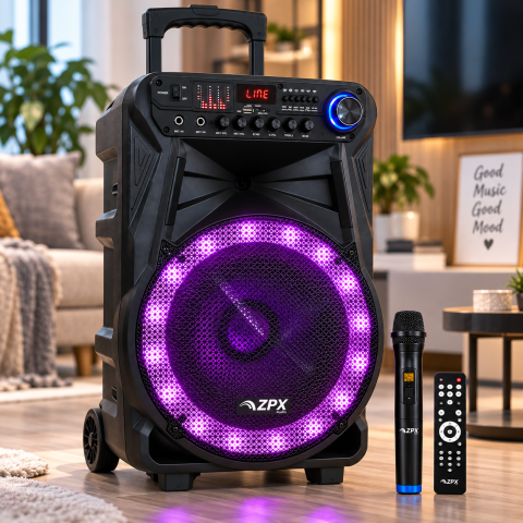 Портативна акустична система ZPX ZX-7771 300 Вт 12" / Акумуляторна колонка із Bluetooth, TWS + мікрофон — 1