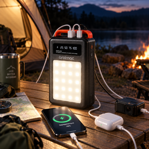 Повербанк Aroimac 100000 mAh / PowerBank с LED-фонарем и цифровым индикатором заряда — 5