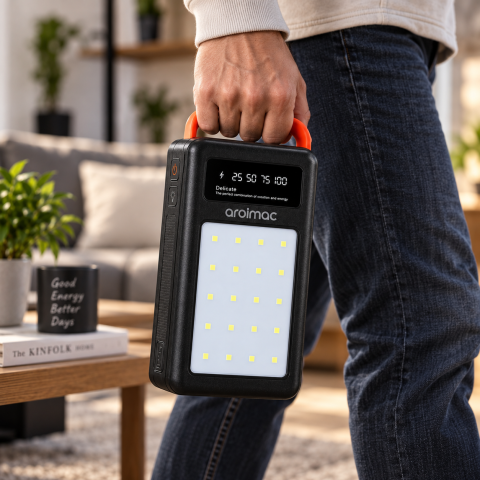 Повербанк Aroimac 100000 mAh / PowerBank с LED-фонарем и цифровым индикатором заряда — 3