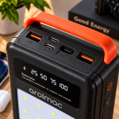 Повербанк Aroimac 100000 mAh / PowerBank с LED-фонарем и цифровым индикатором заряда — 4