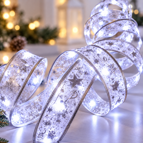 Світлодіодна ялинкова гірлянда у вигляді стрічки 100 Led 10 метрів Холодний білий / Новорічний декор / Christmas Decoration — 3