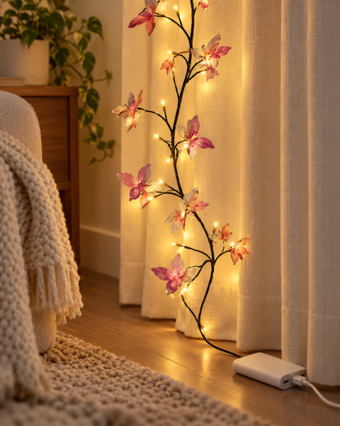 Світлодіодна гірлянда Метелики 1,5 м, 30 LED / Гірлянда для стіни та інтер'єру, тепле біле світло / Гірлянда USB, декоративна — 3