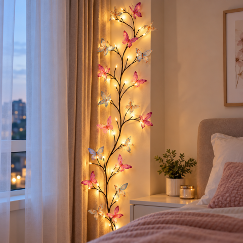 Світлодіодна гірлянда Метелики 1,5 м, 30 LED / Гірлянда для стіни та інтер'єру, тепле біле світло / Гірлянда USB, декоративна — 2