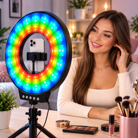 Світлодіодна LED лампа MJ-261 / Світлодіодна LED лампа для селфі / Кільцева лампа RGB 26 см з USB підключенням — 3
