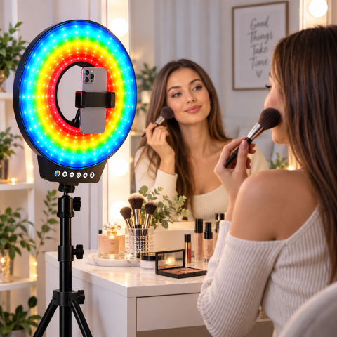 Світлодіодна LED лампа MJ-321 / Світлодіодна LED лампа для селфі / Кільцева лампа RGB 35 см з USB підключенням — 3
