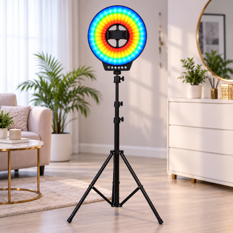 Світлодіодна LED лампа MJ-321 / Світлодіодна LED лампа для селфі / Кільцева лампа RGB 35 см з USB підключенням — 2
