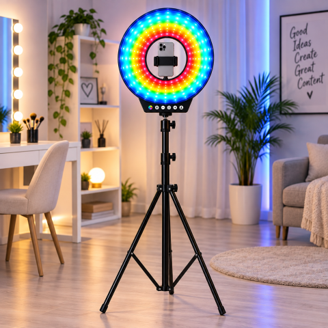 Светодиодная LED лампа MJ-451 / Светодиодная LED лампа для селфи / Кольцевая лампа RGB 45 см с USB подключением — 3