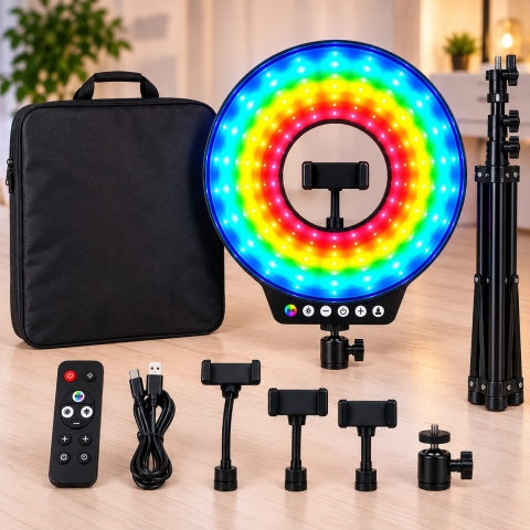 Светодиодная LED лампа MJ-451 / Светодиодная LED лампа для селфи / Кольцевая лампа RGB 45 см с USB подключением — 4