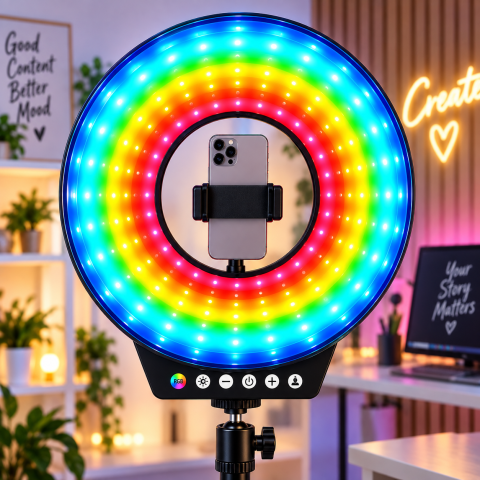 Светодиодная LED лампа MJ-451 / Светодиодная LED лампа для селфи / Кольцевая лампа RGB 45 см с USB подключением — 1