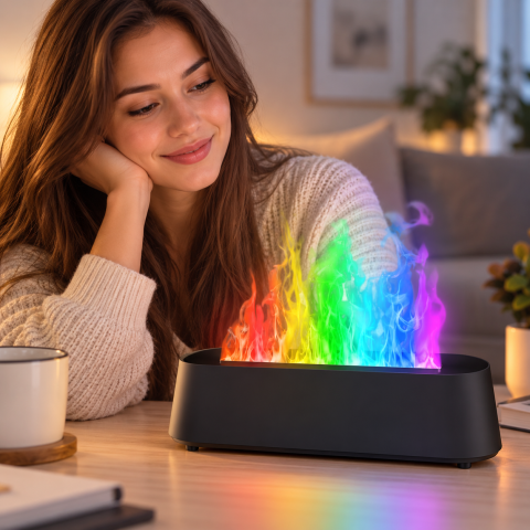 Зволожувач повітря Flame Diffuser Humidifier 200 мл / Аромадифузор із ефектом полум’я LED-підсвітка + пульт — 2