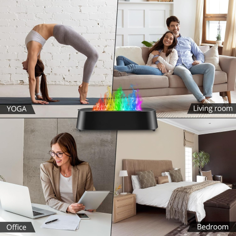 Зволожувач повітря Flame Diffuser Humidifier 200 мл / Аромадифузор із ефектом полум’я LED-підсвітка + пульт — 3