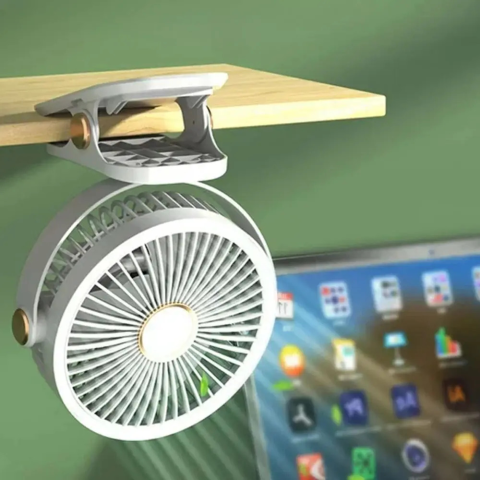 Вентилятор аккумуляторный FAN-AF01 с USB с прищепкой 3 скорости, 360 градусов — 4
