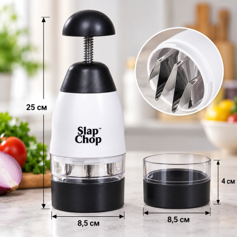Подрібнювач продуктів / Slap Chop Chopper / Подрібнювач овочів з контейнером — 4