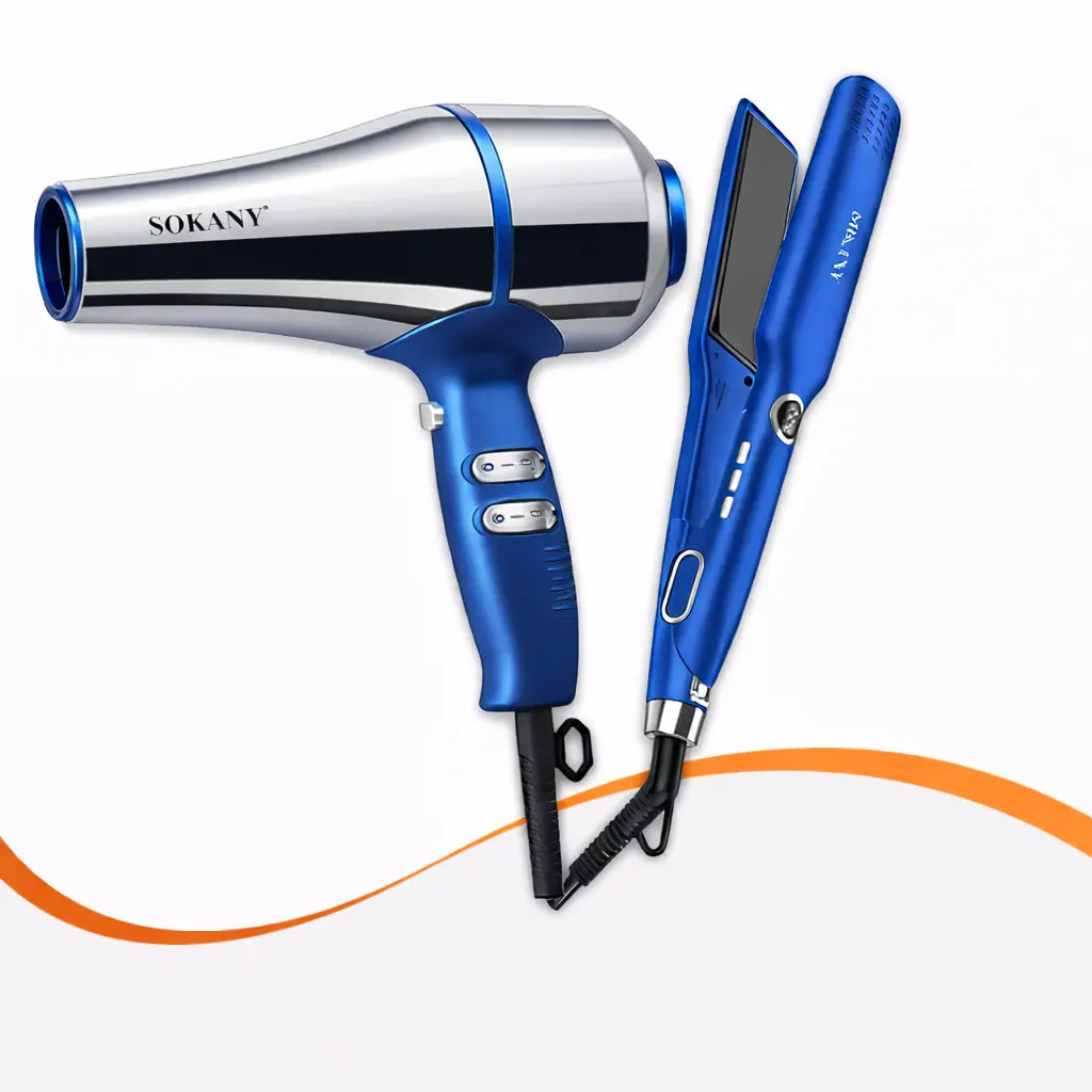 Синій Набір для укладання волосся від Sokany SK-14035 2 в 1 Фен + Випрямляч
