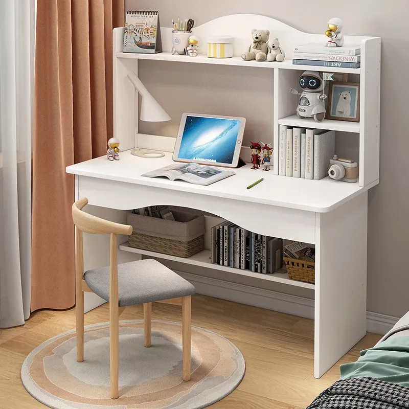 Стіл письмовий QW-G257CΩ / Сучасний стіл з полицями / Стіл письмовий для роботи та навчання 100х121х48см Білий