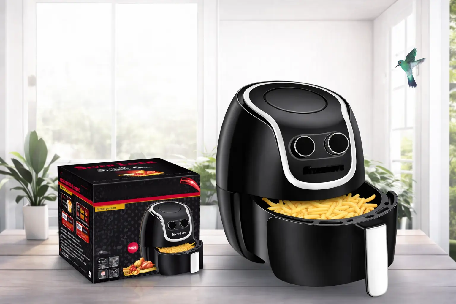 Повітряна фритюрниця із кнопками Silver love MK-81 1500W, на 8 літрів