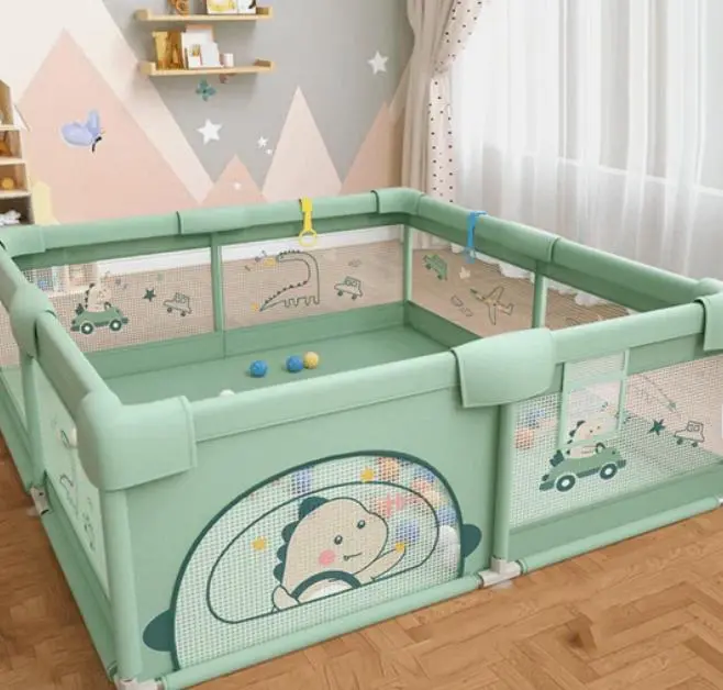 Манеж дитячий великий ігровий 150х200 см, «Динозавр» з сіткою, що дихає, дитячий ігровий манеж з міцної тканини з бортиками