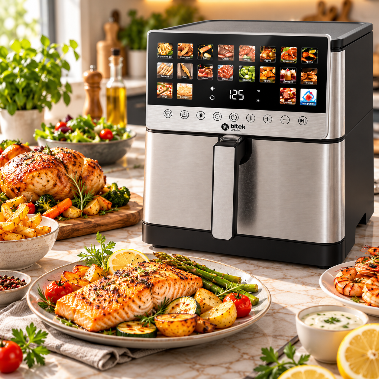 Аерофритюрниця Air Fryer BITEK BT-8900 / Аерофритюрниця 4200Вт / Мультипеч 15л