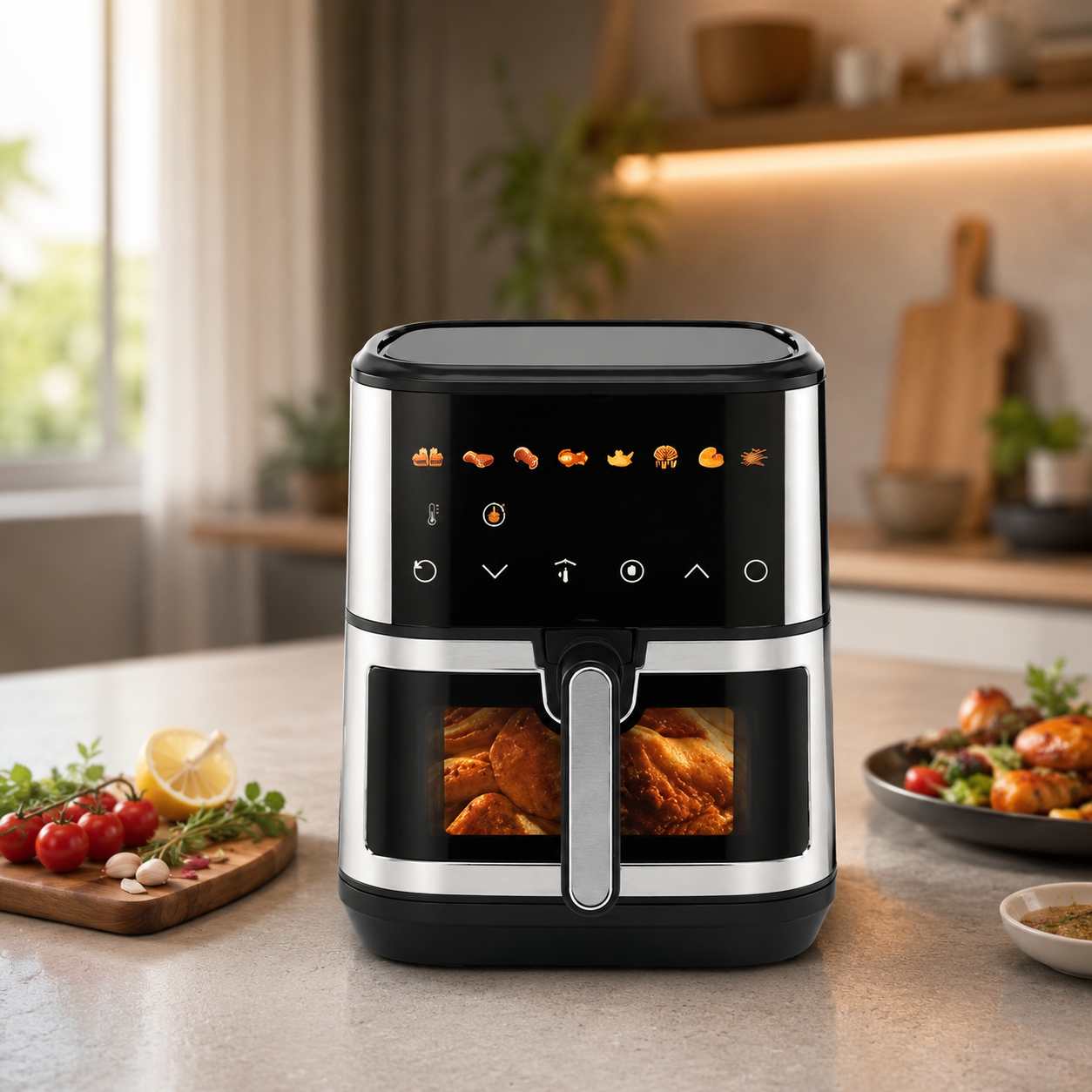 Аерофрітюрниця T.K.Line TK00273 12 л з Wi-Fi та керуванням через Tuya Smart / Аерогриль з двома тінами сенсорним керуванням 4200 Вт