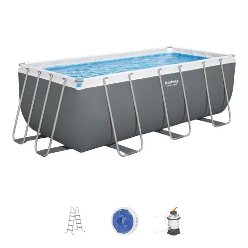 Басейн каркасний прямокутний у комплекті Power Steel 13'6" x 6'7" x 48"/4.12m x 2.01m x 1.22m Rectangular Pool Set 56457