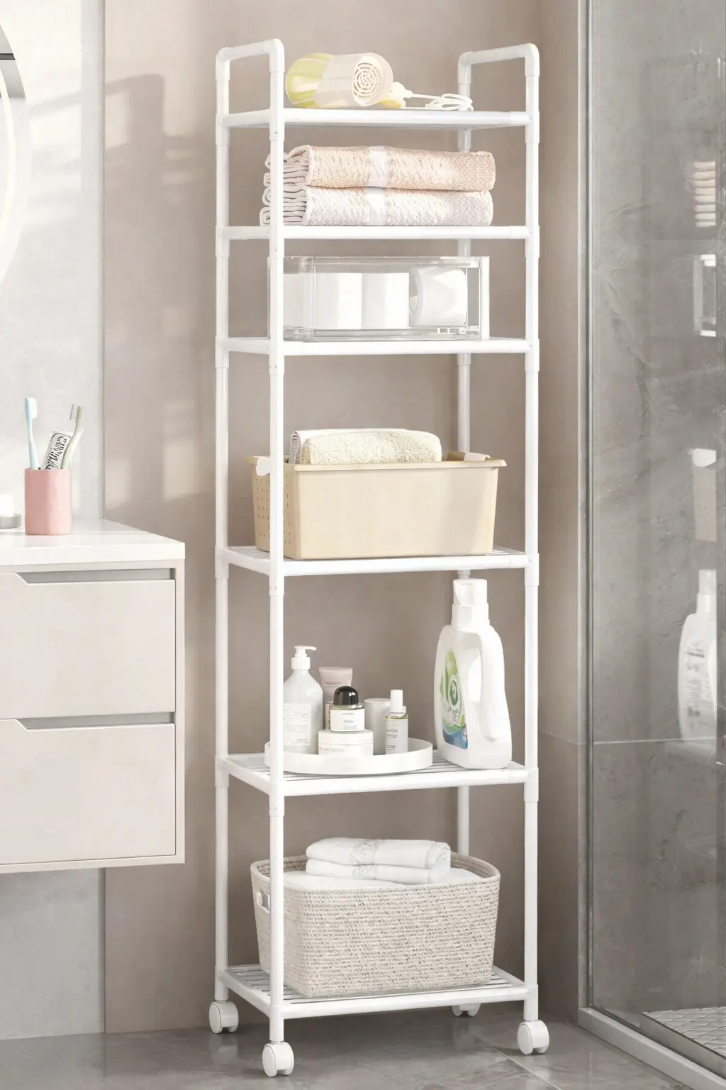 Полиця етажерка TVT-02 6 ярусів 170х42х32см Біла