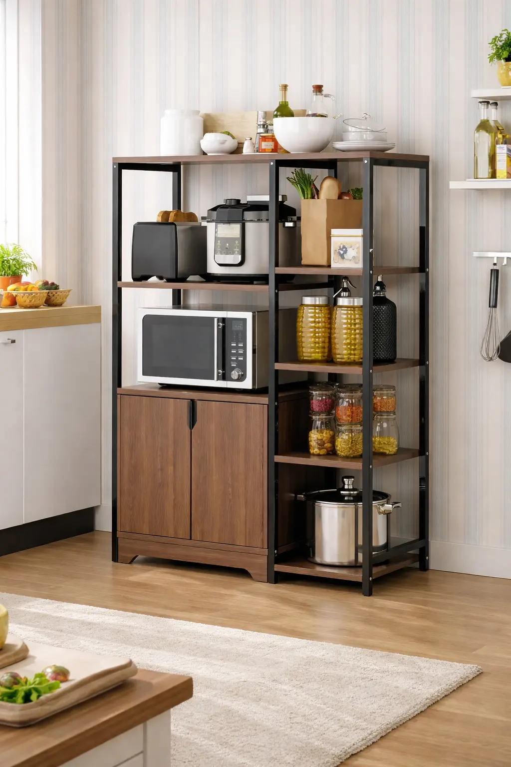 Сучасний кухонний стелаж-органайзер з полицями та шафкою AND-1935