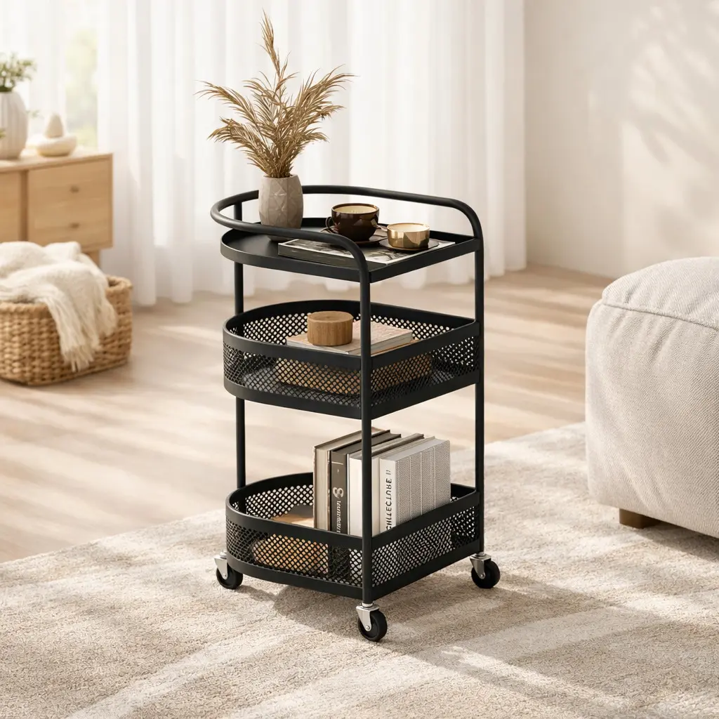 Сучасна етажерка-візок 3 рівня на коліщатках AND-1939