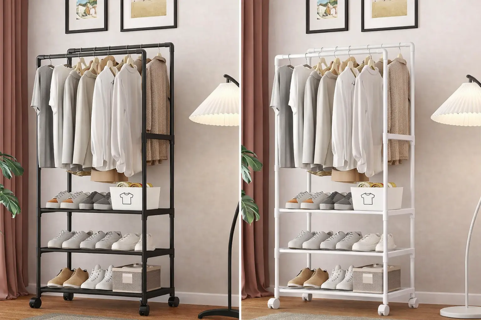 Стійка-вішалка на колесах для речей та взуття 3 яруси (YH9918-3)