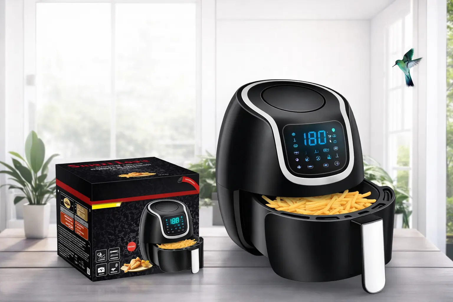 Повітряна фритюрниця із кнопками Silver love MK-81-А 1500W, на 8 літрів