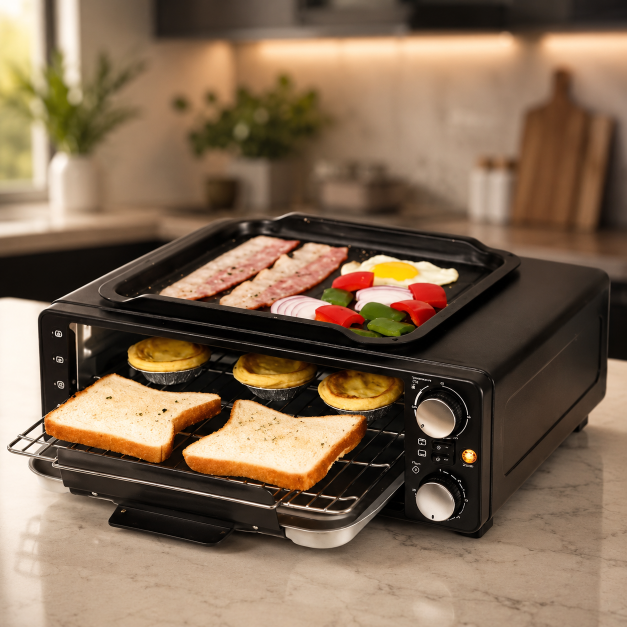 Настільна електропіч Top Kitchen TK-1400 / Духовка 6в1 4000 Вт 14л