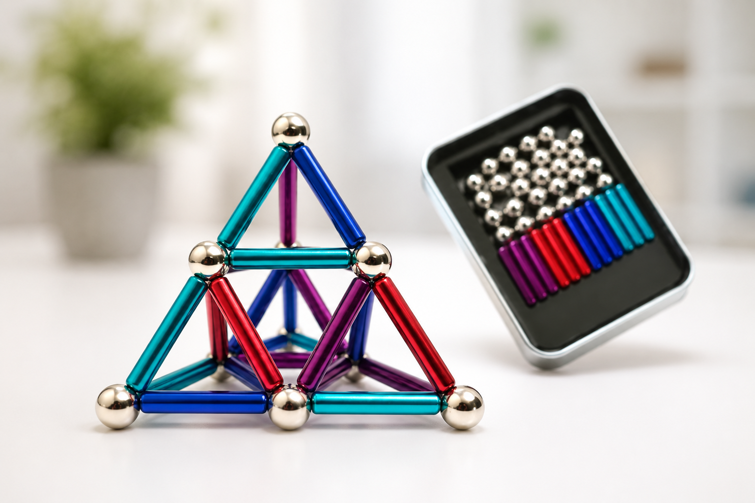 Магнітний конструктор Buckyballs & Buckybars (36 паличок + 27 кульок) + футляр