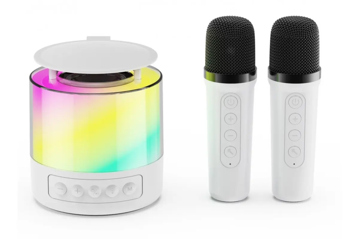 Дитяче караоке з 2ма мікрофонами K12 зі зміною голосу Bluetooth колонка з RGB підсвічуванням